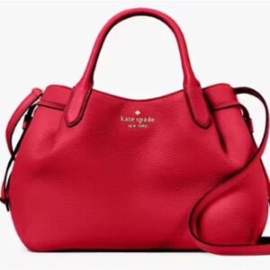 ♠️kate spade Dumpling Pebbled Leather Large Satchel, Perfect Cherry Red NWT